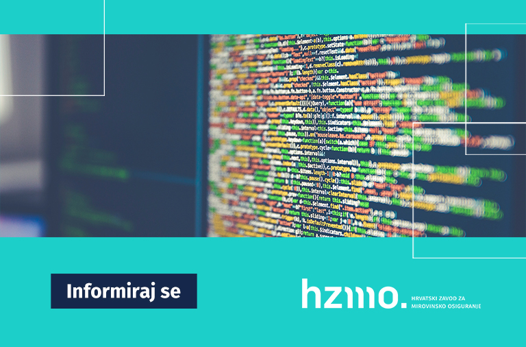 Ilustracija prikazuje ruke koje tipkaju na pametnom mobilnom uređaju. Logo HZMO-a i natpis