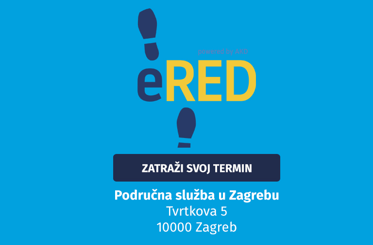 Rezervirajte svoj termin online u Područnoj službi u Zagrebu putem aplikacije eRed