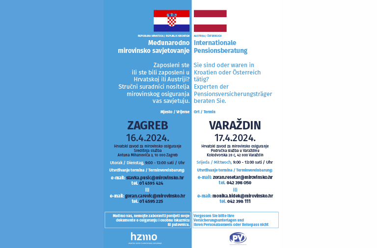 HZMO organizira Međunarodne savjetodavne dane s nositeljem mirovinskog osiguranja iz Austrije