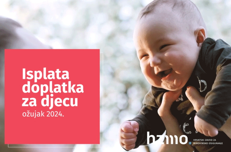 Isplata doplatka za djecu za ožujak 2024.