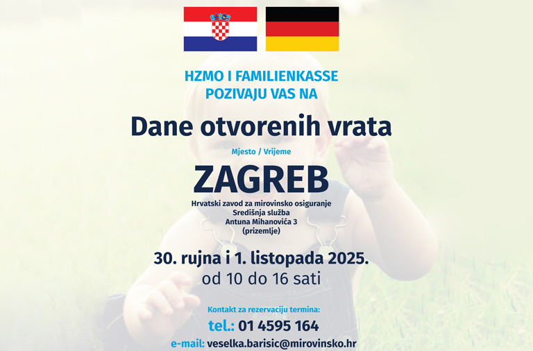 Hrvatski zavod za mirovinsko osiguranje u suradnji s njemačkim Familienkasse organizira Dane otvorenih vrata