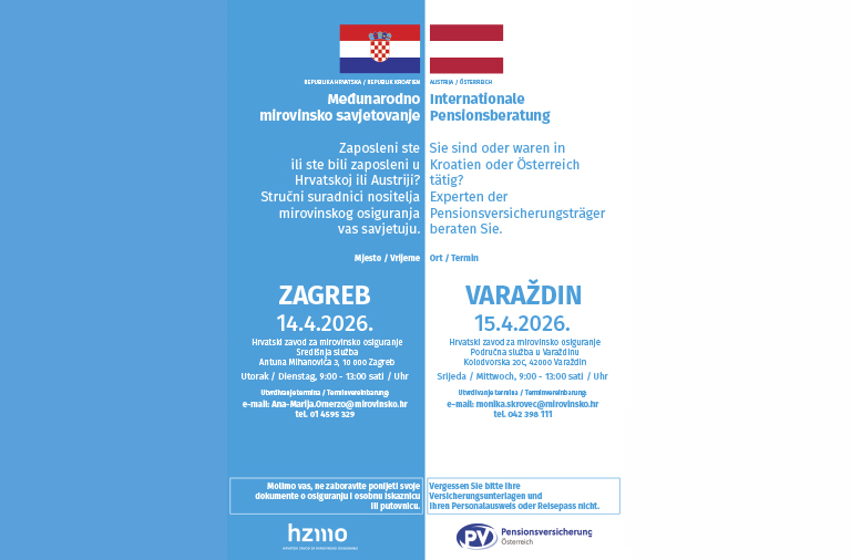 Hrvatski zavod za mirovinsko osiguranje organizira Međunarodne savjetodavne dane s predstavnicima austrijskog mirovinskog osiguranja