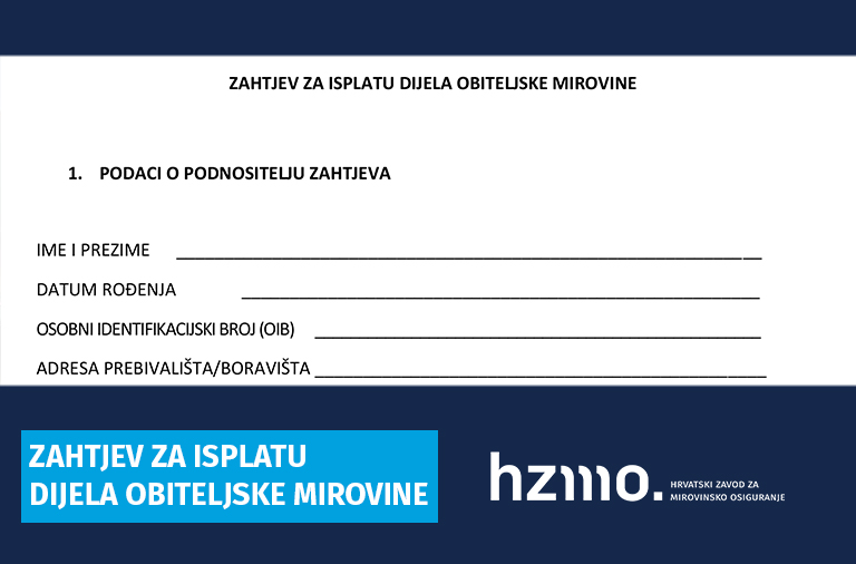 Obavijest: Dostupna Tiskanica za isplatu dijela obiteljske mirovine